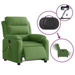vidaXL Fauteuil inclinable de massage électrique vert clair velours