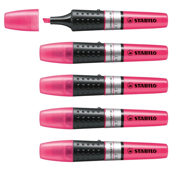 Surligneur LUMINATOR Niveau Visible Pointe Biseautée Rose x 5 STABILO