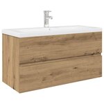 vidaXL Meuble lavabo avec bassin et robinet intégrés chêne artisanal