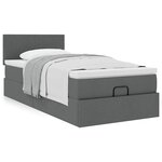 vidaXL Cadre de lit ottoman avec matelas gris foncé 80x200 cm tissu