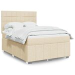 vidaXL Sommier à lattes de lit avec matelas Crème 140x190 cm Tissu