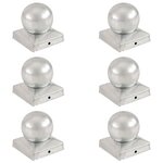 vidaXL Bouchons de poteau 6 Pièces Globe final Métal galvanisé 91x91 mm