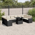 vidaXL Salon de jardin 11 Pièces avec coussins noir résine tressée