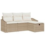 vidaXL Ensemble de Canapés avec coussin 4 Pièces Beige polyrotin
