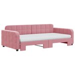 vidaXL Lit de jour avec lit gigogne et matelas rose 100x200 cm velours