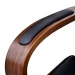 Fauteuil chaise siège de bureau en bois de noyer avec repose-tête luxe noir 0502018