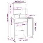 vidaXL Table de Toilette avec tiroir Chêne noir 86.5 x 35 x 136 cm