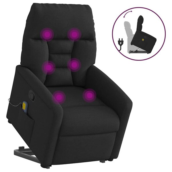 vidaXL Fauteuil de massage inclinable Noir Tissu