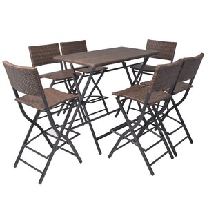 vidaXL Ensemble à manger d'extérieur pliable 7Pièces Acier Résine tressée