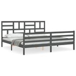 vidaXL Cadre de lit avec tête de lit gris 200x200 cm bois massif