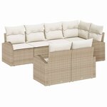 vidaXL Ensemble de canapé de jardin 7 Pièces Beige et blanc Poly rotin