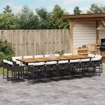 vidaXL Ensemble à manger de jardin 17 Pièces coussins noir résine tressée