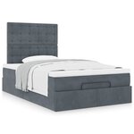 vidaXL Cadre de lit ottoman avec matelas gris foncé 120x190 cm velours