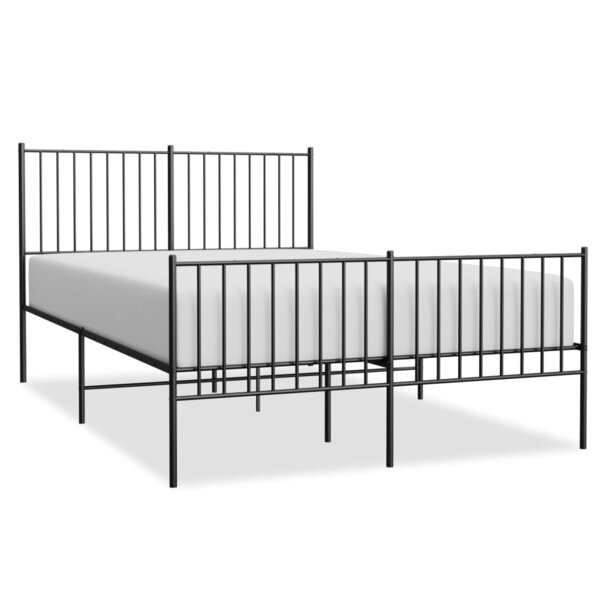 vidaXL Cadre de lit métal avec tête de lit/pied de lit noir 135x190 cm