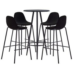 vidaXL Ensemble de bar 5 Pièces Tissu Noir
