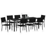 vidaXL Ensemble de salle à manger pour jardin 9 Pièces Noir polyrotin