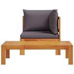 vidaXL Salon de jardin avec coussins 2 Pièces bois massif acacia