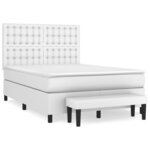 vidaXL Sommier à lattes de lit avec matelas Blanc 140x190cm Similicuir