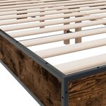vidaXL Cadre de lit chêne fumé 135x190 cm bois d'ingénierie et métal