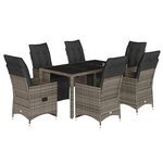 vidaXL Ensemble de bistro de jardin 7 Pièces coussins gris poly rotin
