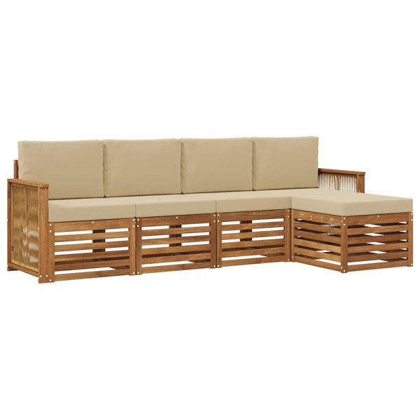 vidaXL Ensemble de canapés d'extérieur 5 pc Naturel et Beige