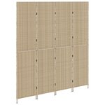 vidaXL Paravent 4 panneaux pliable beige 196x200 cm en poly rotin