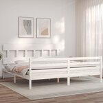 vidaXL Cadre de lit sans matelas blanc 200x200 cm bois massif