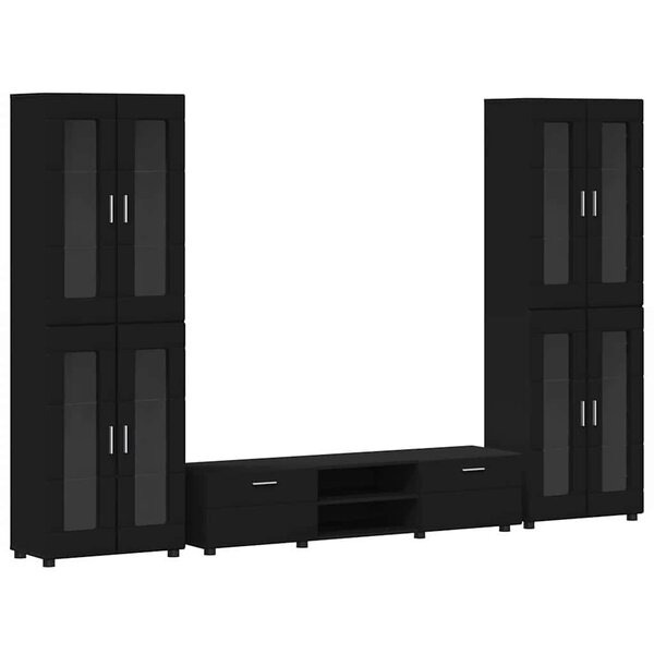 vidaXL Ensemble meuble TV avec tiroir FLORIN Noir Bois d'ingénierie