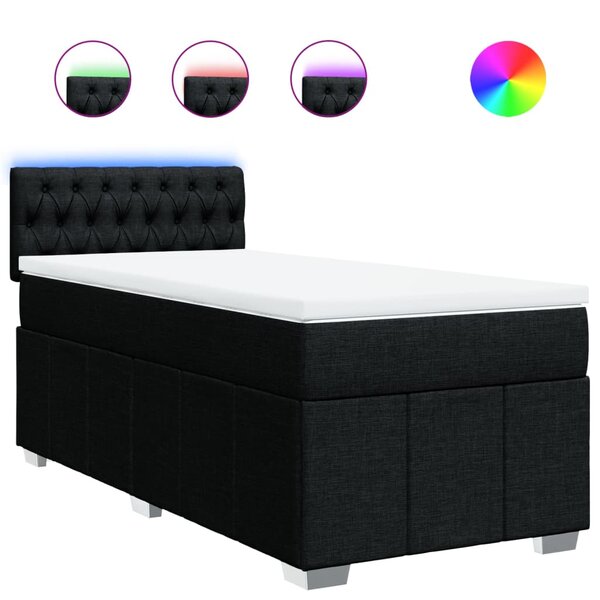 vidaXL Sommier à lattes de lit et matelas Noir 80x200 cm Tissu