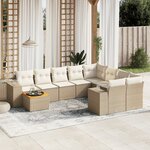 vidaXL Salon de jardin avec coussins 10 Pièces beige résine tressée