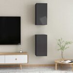 vidaXL Meubles TV 2 Pièces Gris brillant 30 5x30x60 cm Bois d’ingénierie