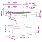 vidaXL Cadre de lit avec tiroirs sans matelas chêne sonoma 200x200 cm