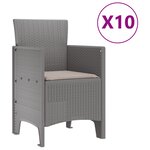 vidaXL Ensemble de salle à manger de jardin 11 pièces avec coussins gris clair rotin poly