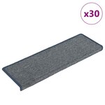 vidaXL Tapis d'escalier 30 pièces 65 x 21 x 4 cm Gris clair et bleu Bord rectangulaire