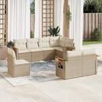 vidaXL Salon de jardin avec coussins 8 Pièces beige résine tressée
