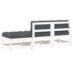 vidaXL Salon de jardin 3 Pièces avec coussins blanc bois massif