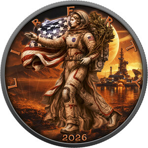Monnaie CONQUEST OF MARS American Eagle 1 Oz Argent 1$ USA 2026 (PRÉCOMMANDE)