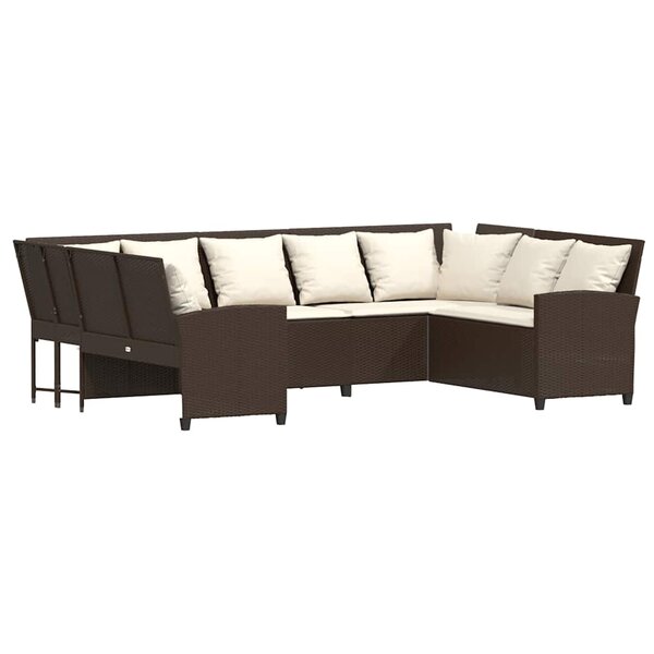 vidaXL Canapé de jardin avec coussins marron résine tressée