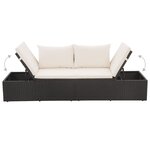 vidaXL Lit de jardin Noir 195x60 cm Résine tressée