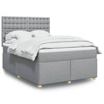 vidaXL Sommier à lattes de lit avec matelas Gris clair 140x200cm Tissu