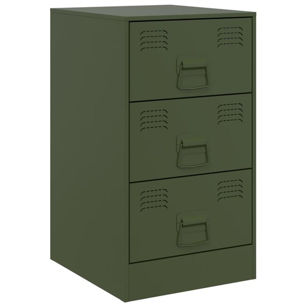 vidaXL Table de chevet vert olive 34 5x39x62 cm acier
