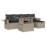 vidaXL Salon de jardin 6 Pièces avec coussins gris clair résine tressée