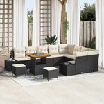 vidaXL Ensemble de canapé de jardin 12 Pièces Noir Poly rotin