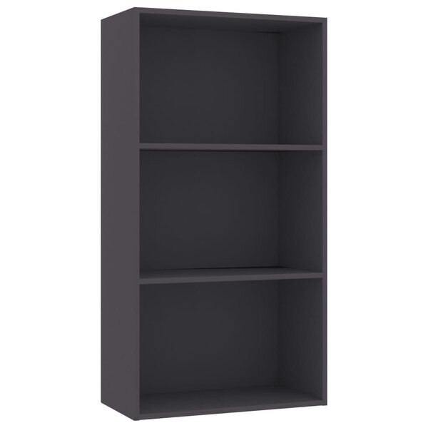 vidaXL Bibliothèque à 3 niveaux Gris 60x30x114 cm bois d’ingénierie