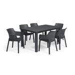 Lots de 6 Fauteuils monoblocs - empilables en résine de synthese - forme cabriolet - imitation rotin tressé - ALLIBERT BY KETER - E