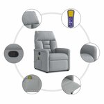 vidaXL Fauteuil de massage inclinable Gris clair Tissu