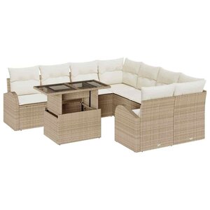 vidaXL Ensemble de canapé de jardin 9 Pièces Beige 100 x 55 x 73 cm