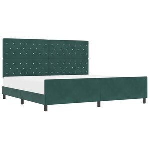 vidaXL Lit à ressorts avec tête de lit Vert foncé 200 x 200 cm Velours