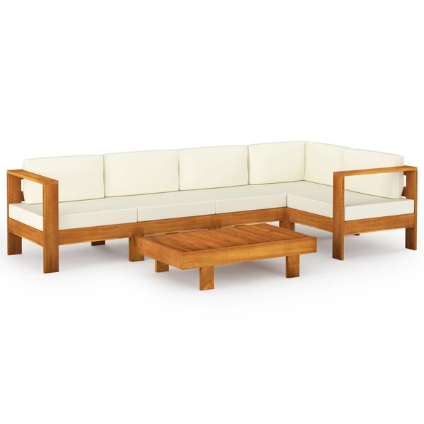 vidaXL Salon de jardin 6 pièces avec coussins 100 x 60 cm Bois d'acacia