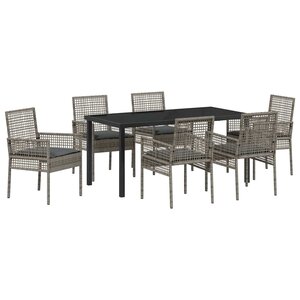 vidaXL Ensemble de salle à manger pour jardin 7 Pièces Gris Poly rotin